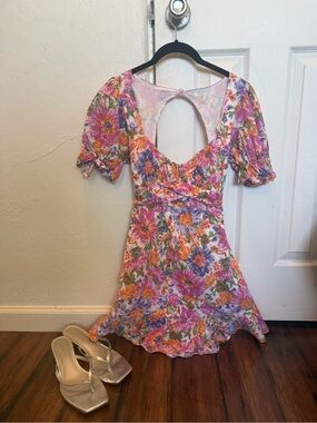 Hello Molly Pink, Purple & Orange Floral Mini Dress